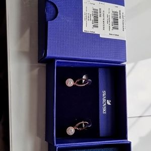 Sparkling Dance drop earrings  rose gold tone round cut